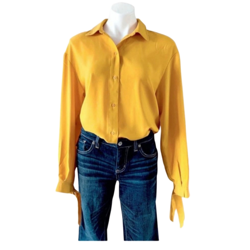 Rachel Zoe Longsleeve Mustard Tie Cuffs